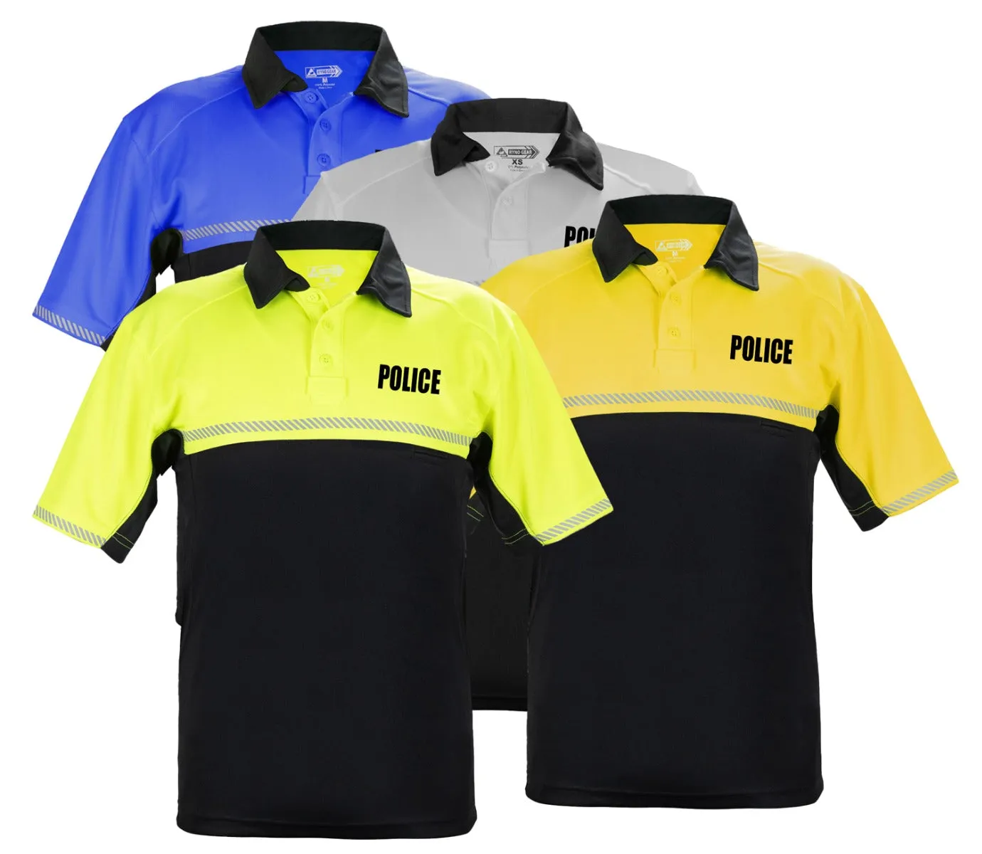 100% POLYESTER JERSEY KNIT TWO TONE POLICE BIKE PATROL POLO SHIRTS