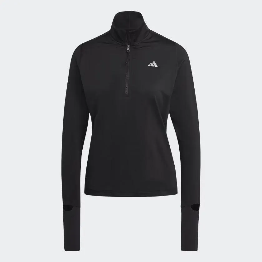 Adidas Womens Fast Running Half-Zip Long Sleeve Top