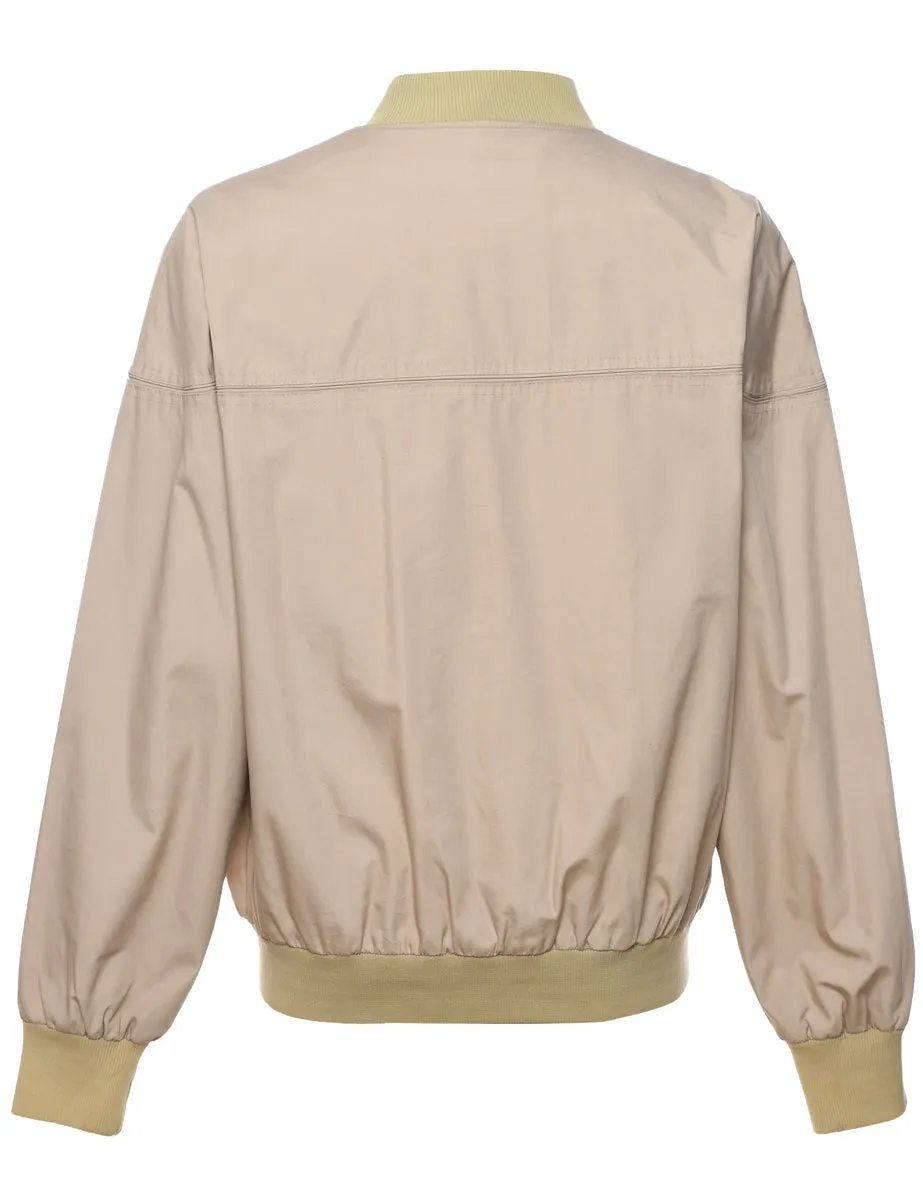 Beige Zip-Front Classic Bomber Jacket - XL