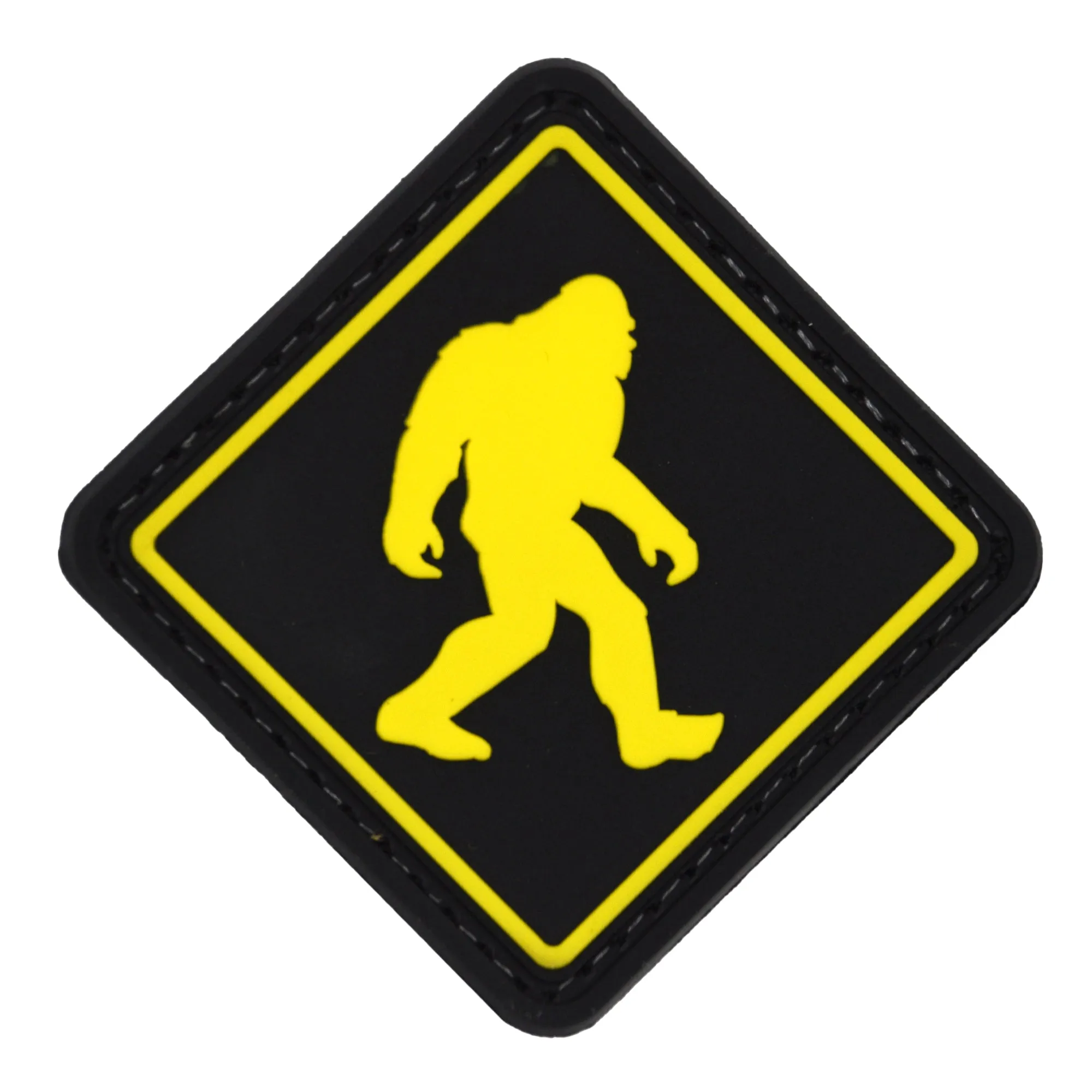 Bigfoot Crossing Sign Patch Black