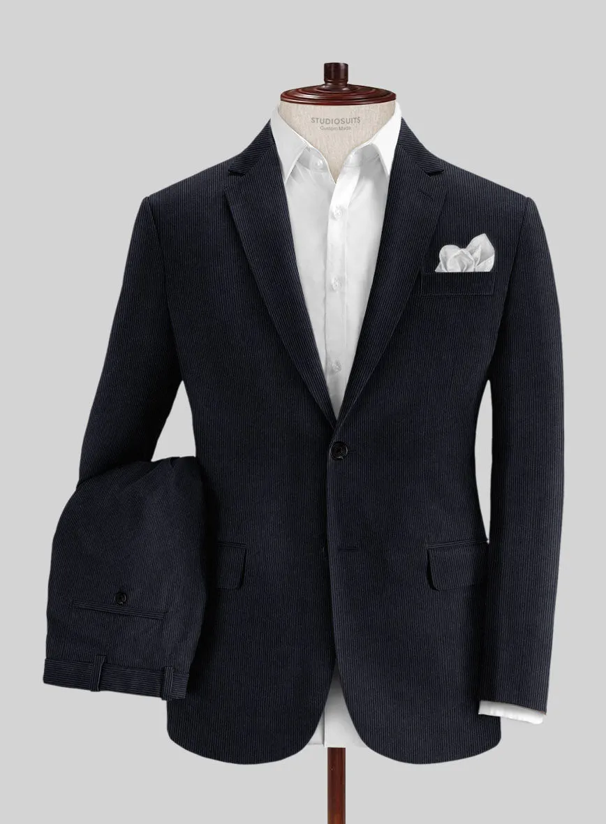 Blue Stretch Pin Corduroy Suit