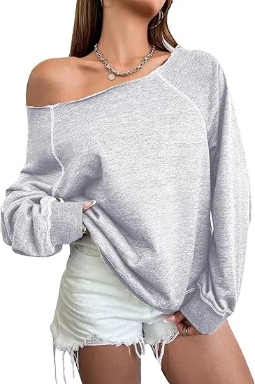 Bow Grey Fall Chic Off Shoulder Sweatshirt