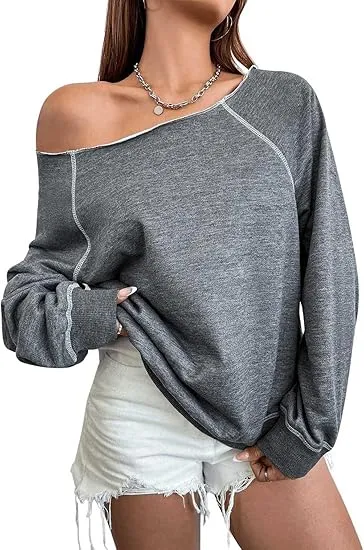 Bow Grey Fall Chic Off Shoulder Sweatshirt