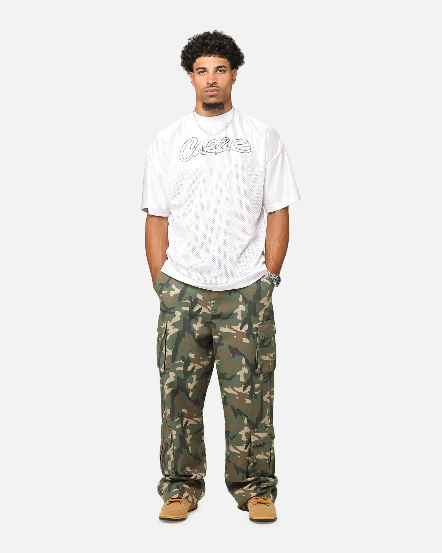 Carre Tactical Baggy Cargo Pants Woodland Camo