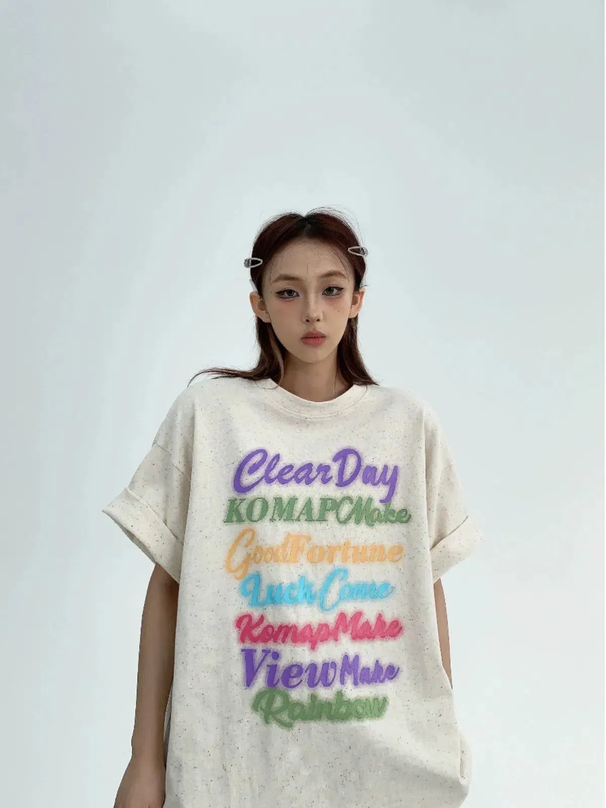 Colored Text Graphic Print T-Shirt