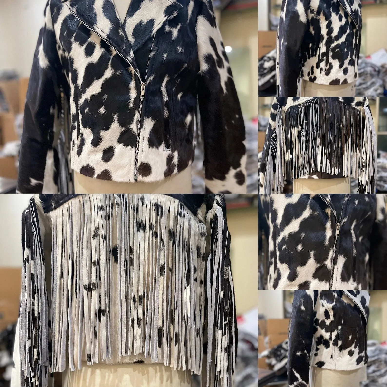 Cowhide Fur Coat With Fringes