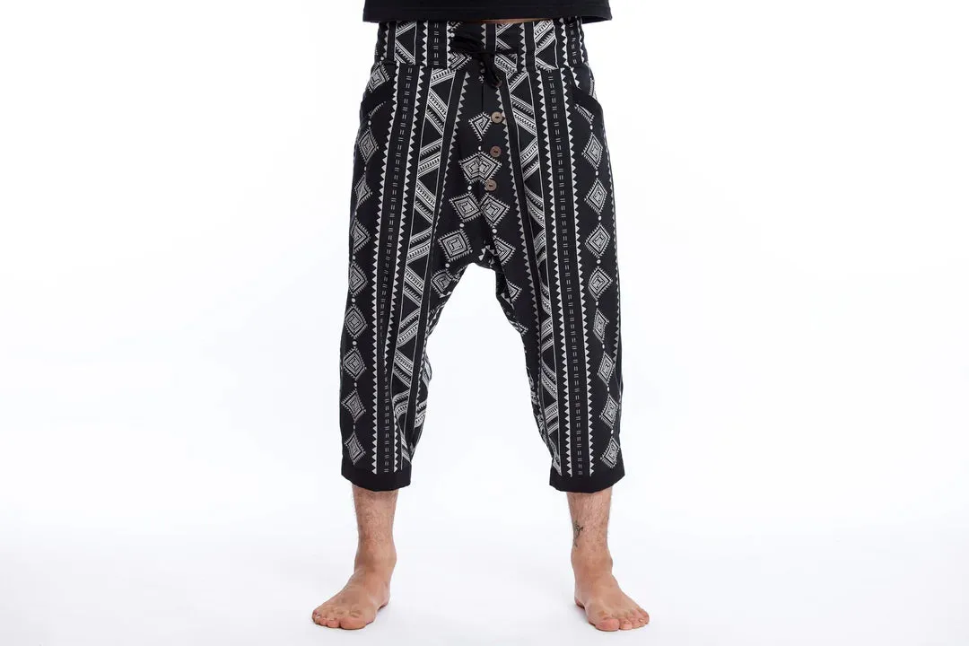 Diamonds Harem Pant with Faux Buttons in Black, Thailand