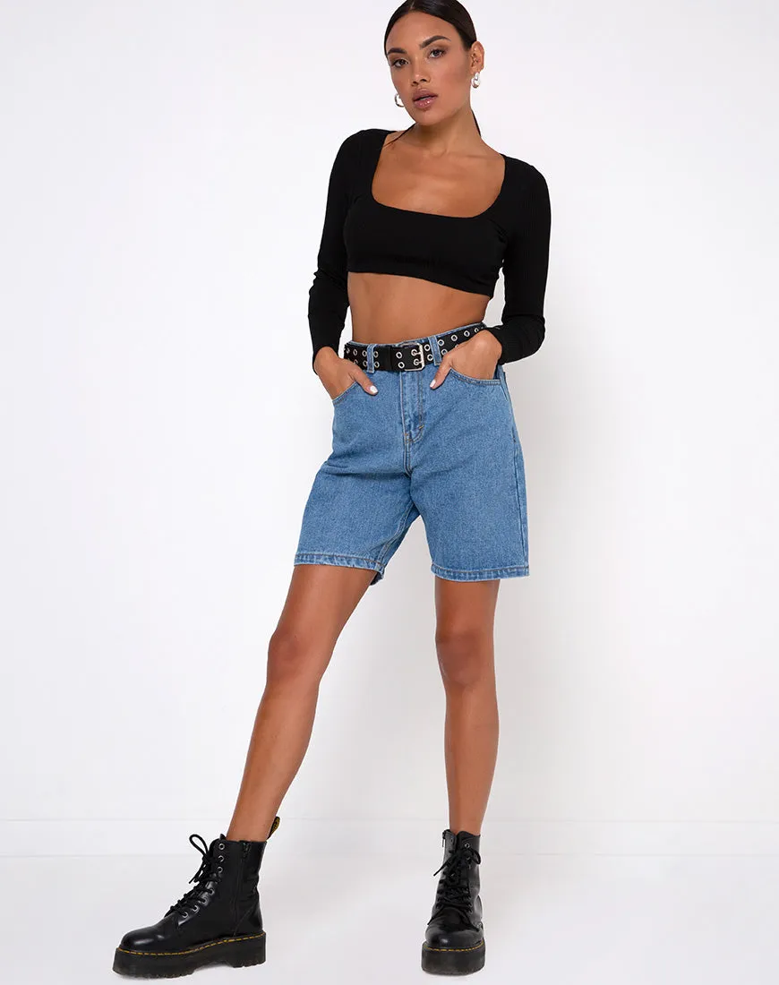 Drea Crop Top in Rib Black