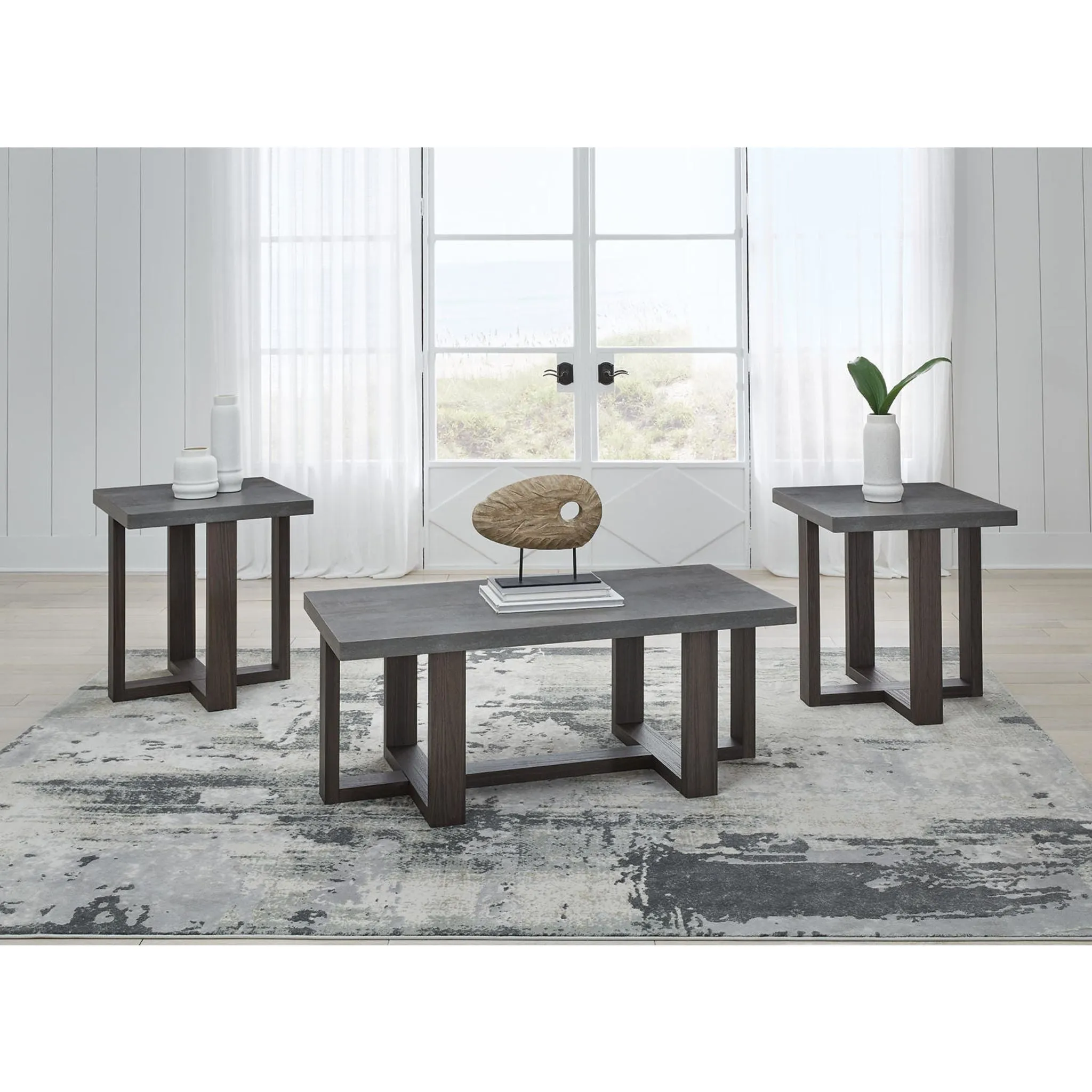 Dynnford 3 Pack Tables - Gray/Brown