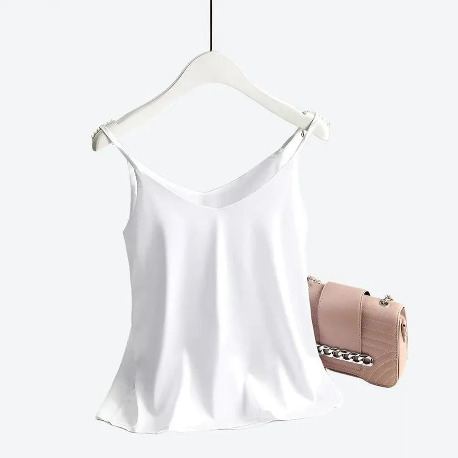 Elegant Silk Spaghetti Strap Tops