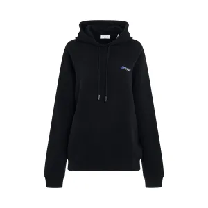 Embroidered Flower Arrow Regular Fit Hoodie in Black