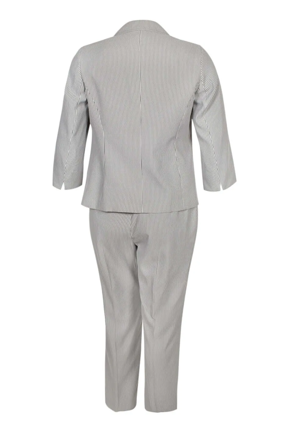 Evan Picone Notched Collar One Button Long Sleeve Twill Pants Suit (Plus Size)