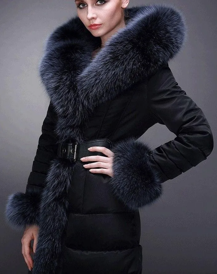 Fur-Trim Paneled Puffer Coat