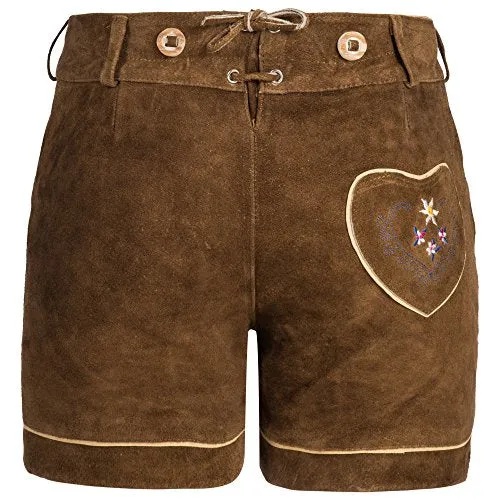 Gaudi-Leathers Women's Traditional Shorts Embroidery 34 Light Brown