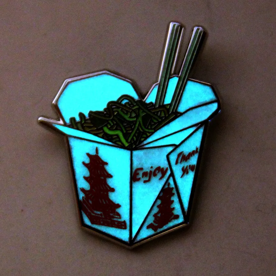 Giant Robot - Chinese Food Take Out Box Enamel Pin (Glow-in-the-Dark)