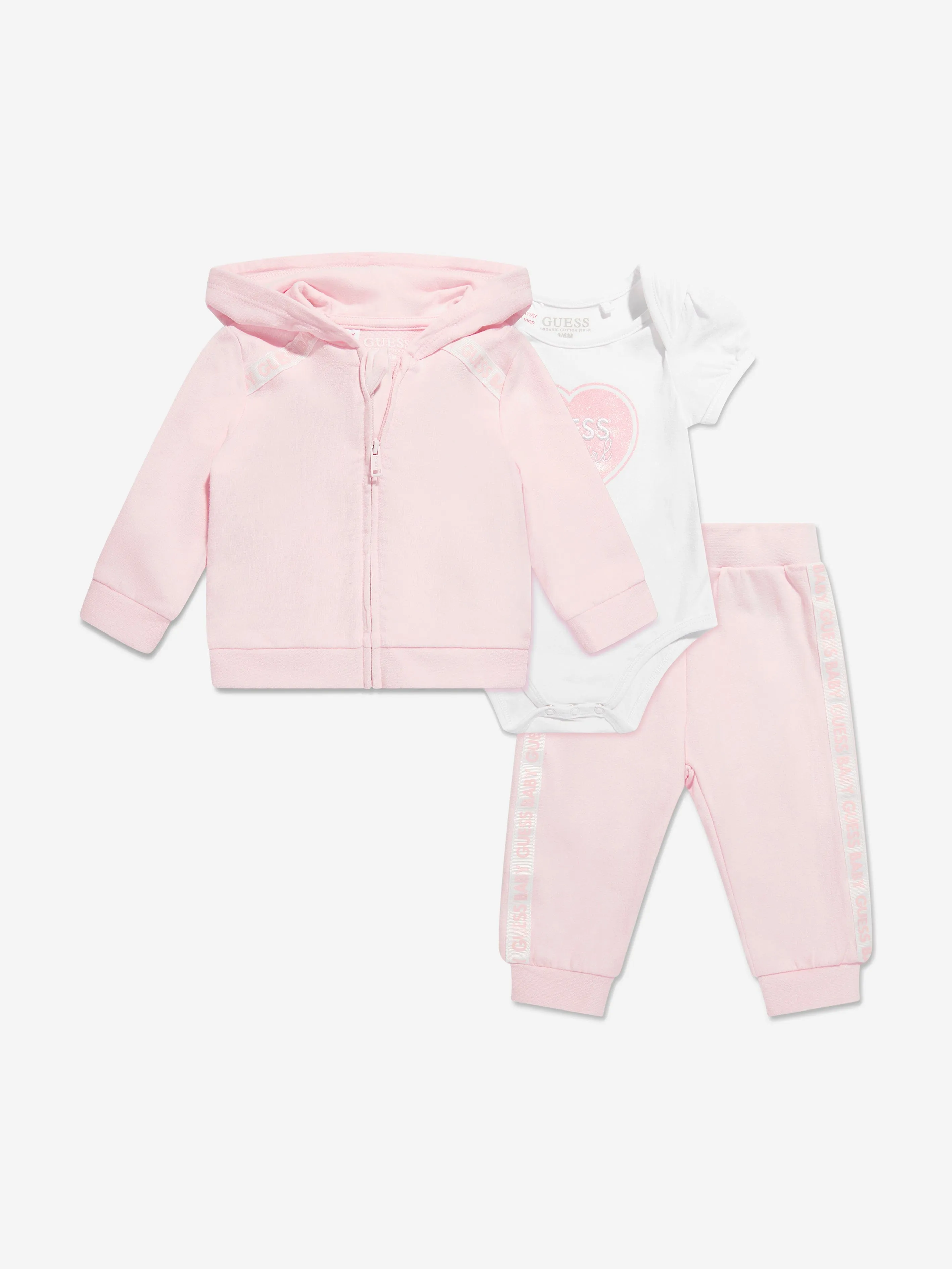 Guess Baby Girls 3 Piece Tracksuit Set in Pink