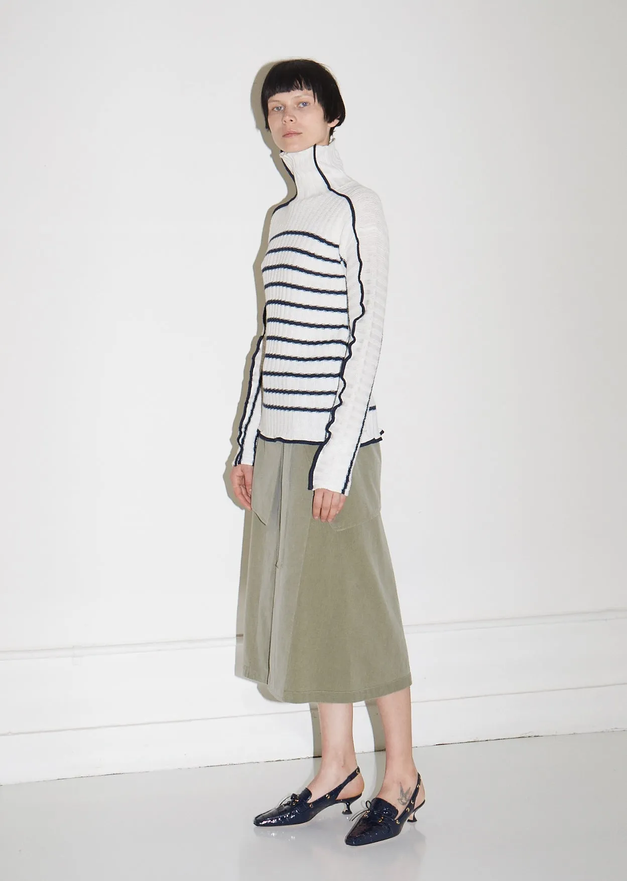 Harrie Linen Stripe Turtleneck Sweater