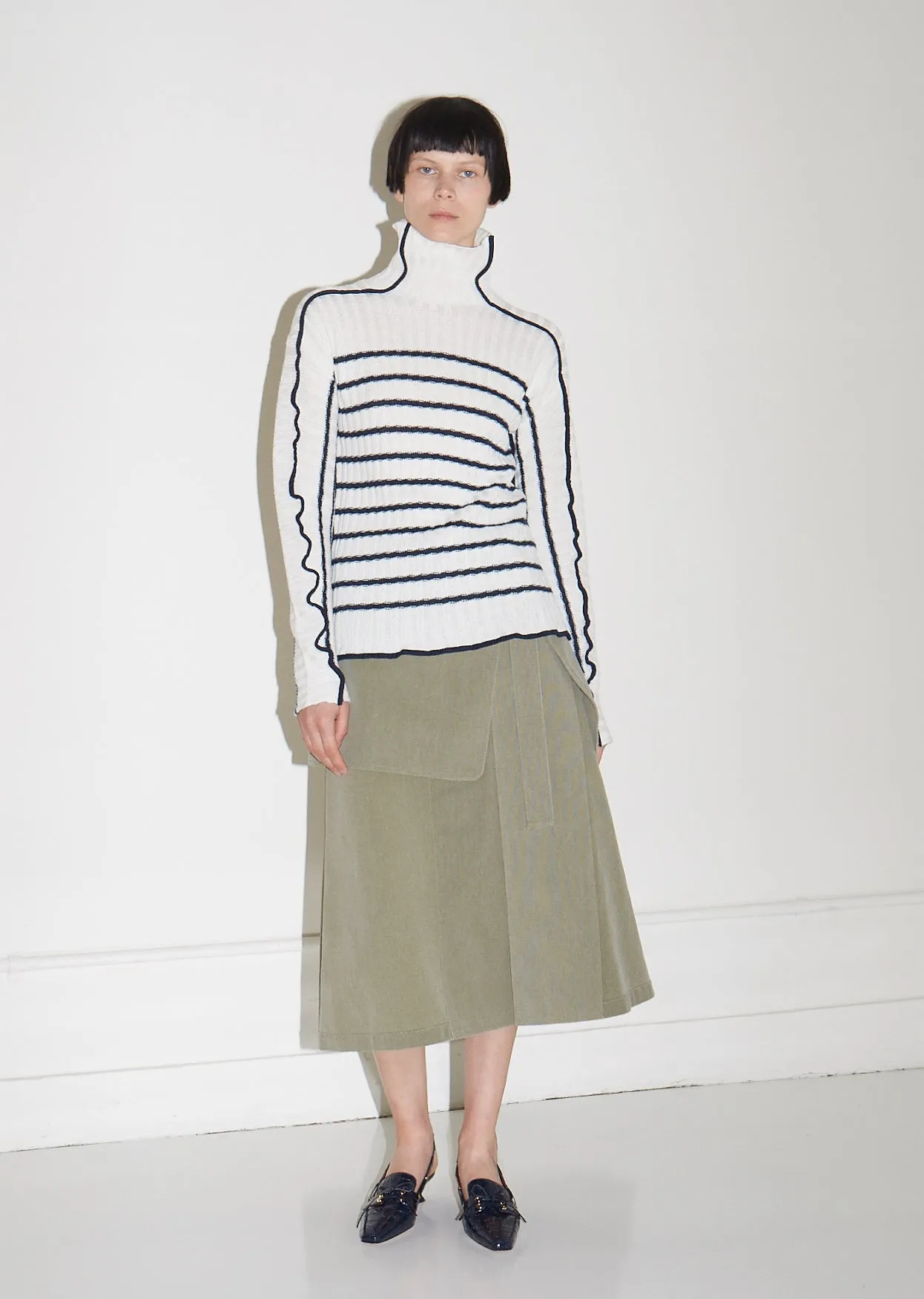 Harrie Linen Stripe Turtleneck Sweater