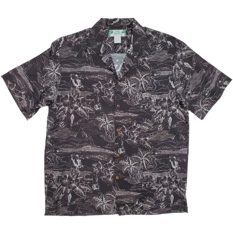 Hawaiian Scenery Rayon Shirt | Black