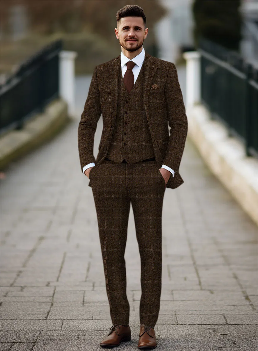 Highlander Brown Windowpane Tweed Suit