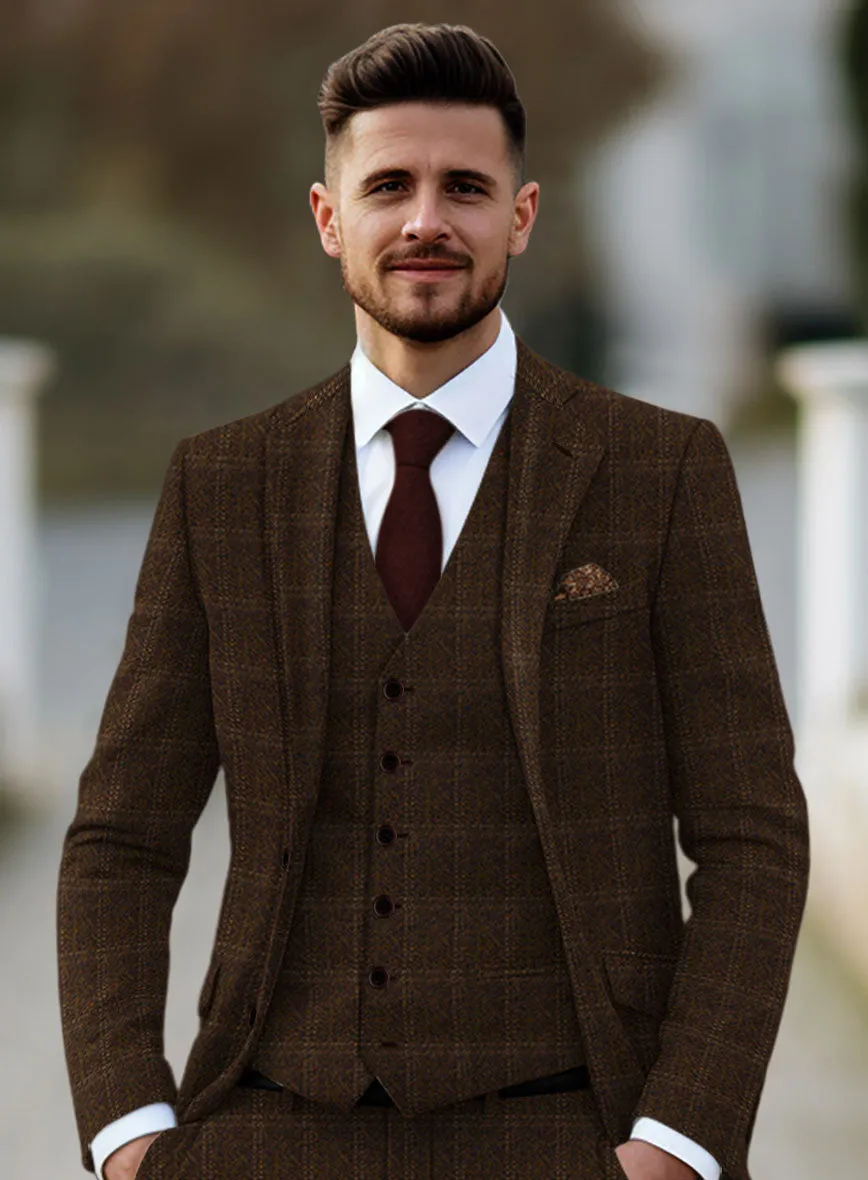 Highlander Brown Windowpane Tweed Suit