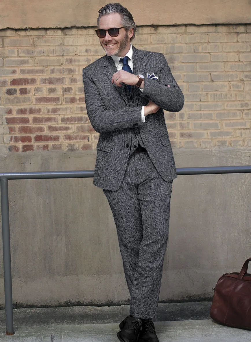 Highlander Heavy Charcoal Herringbone Tweed Suit