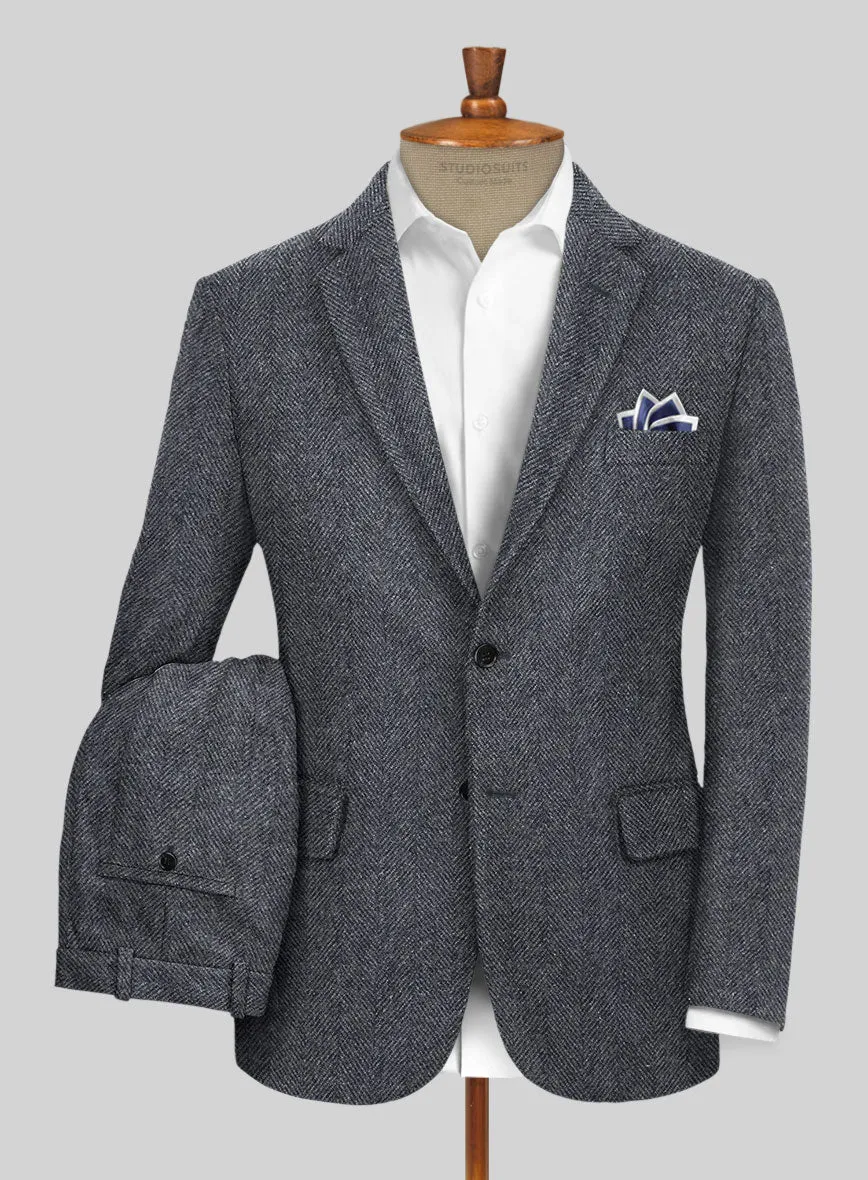 Highlander Heavy Charcoal Herringbone Tweed Suit