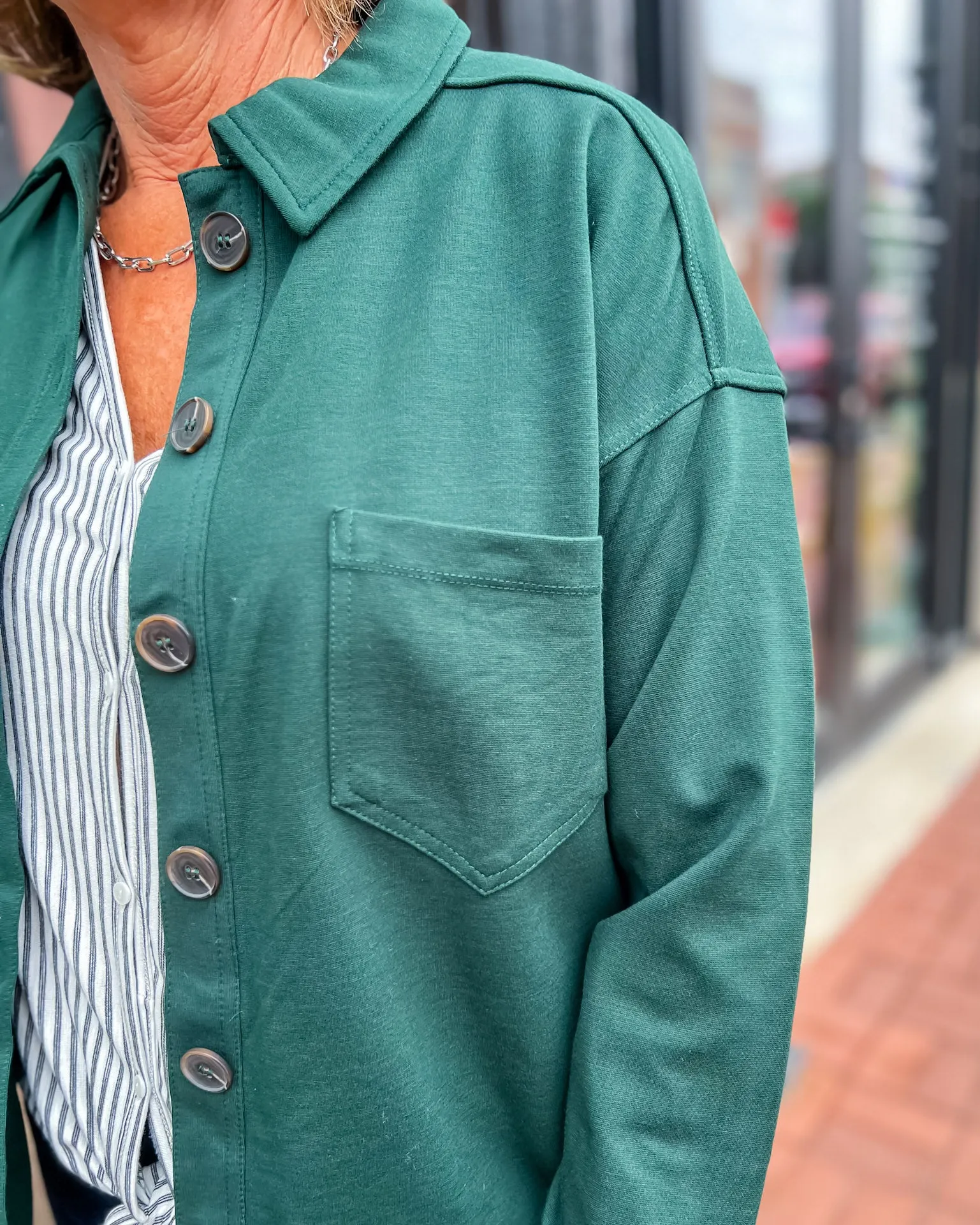 Hunter Green Collared Shacket