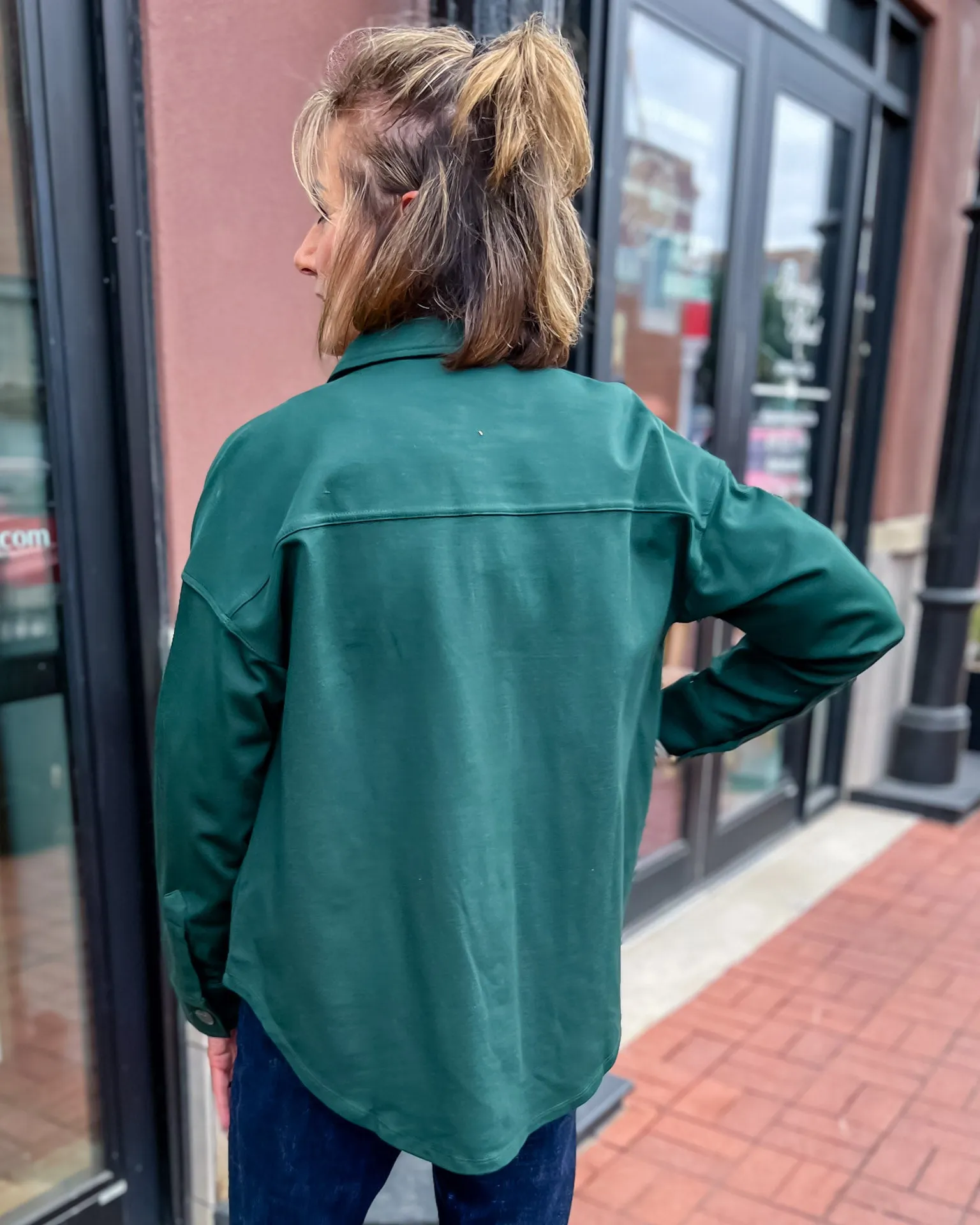 Hunter Green Collared Shacket