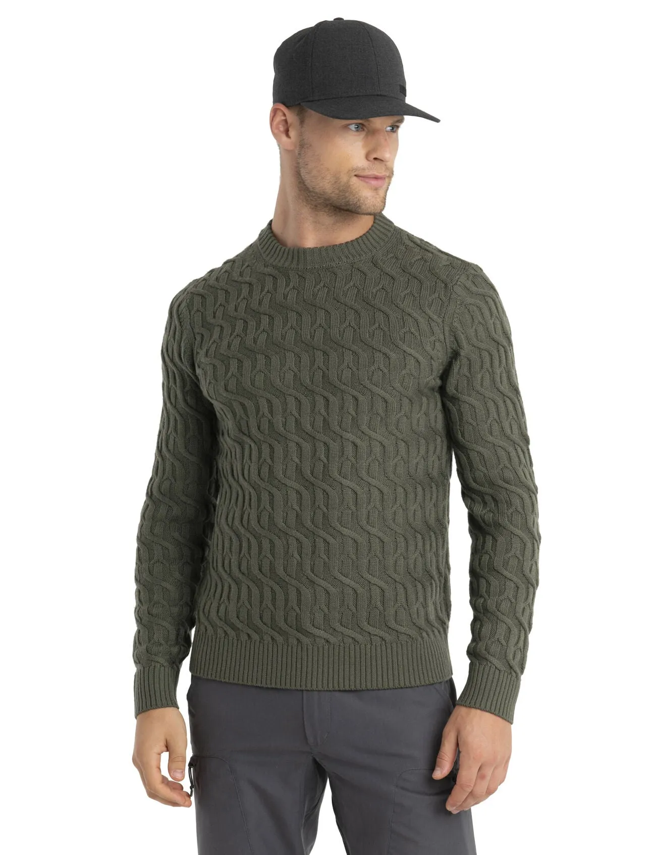 Icebreaker Merino Cable Knit Crewe Sweater (Men's) Loden