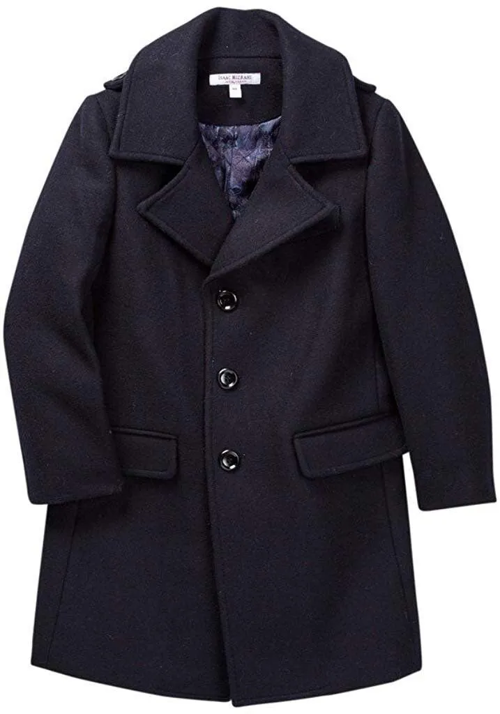 Isaac Mizrahi Boy’s Single Breasted Wool Overcoat with Epaulets - Colors