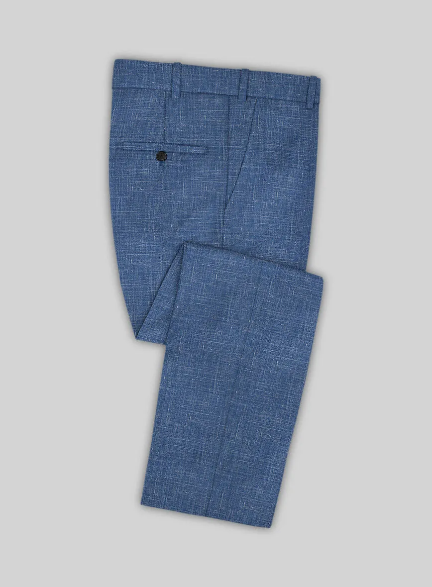 Italian Murano Portland Blue Wool Linen Suit