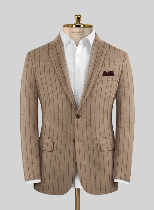 Italian Wool Cashmere Brown Stripe Suit