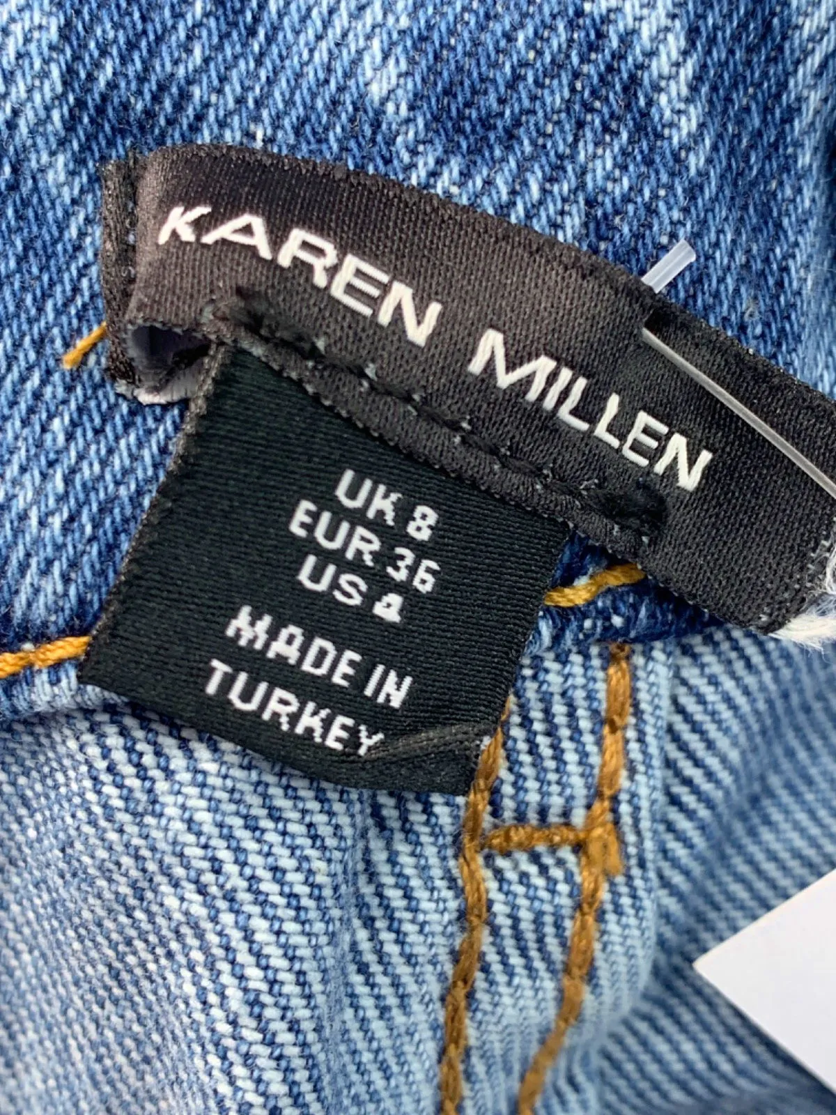 Karen Millen Blue Embellished Straight Leg Jeans UK 8