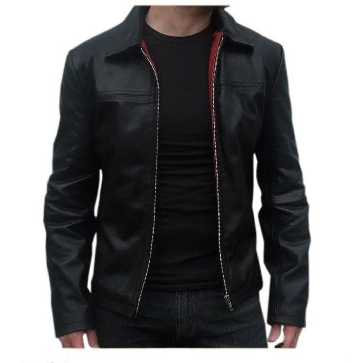 Leather Jackets Hub Mens Genuine Lambskin Leather Jacket (Black, Aviator Jacket) - 1501267