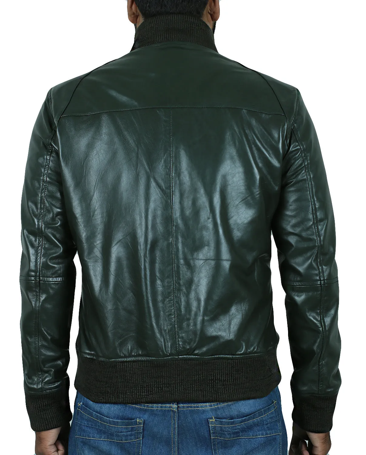 Leather Jackets Hub Mens Genuine Lambskin Leather Jacket (Black, Bomber Jacket) - 1501361