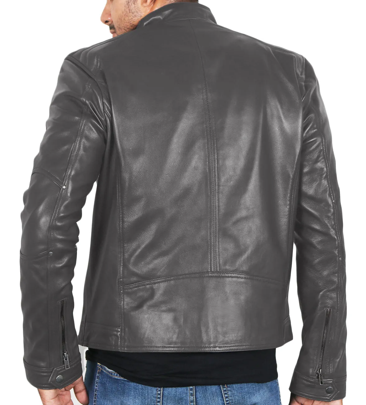 Leather Jackets Hub Mens Genuine Lambskin Leather Jacket (Black, Fencing Jacket) - 1501161