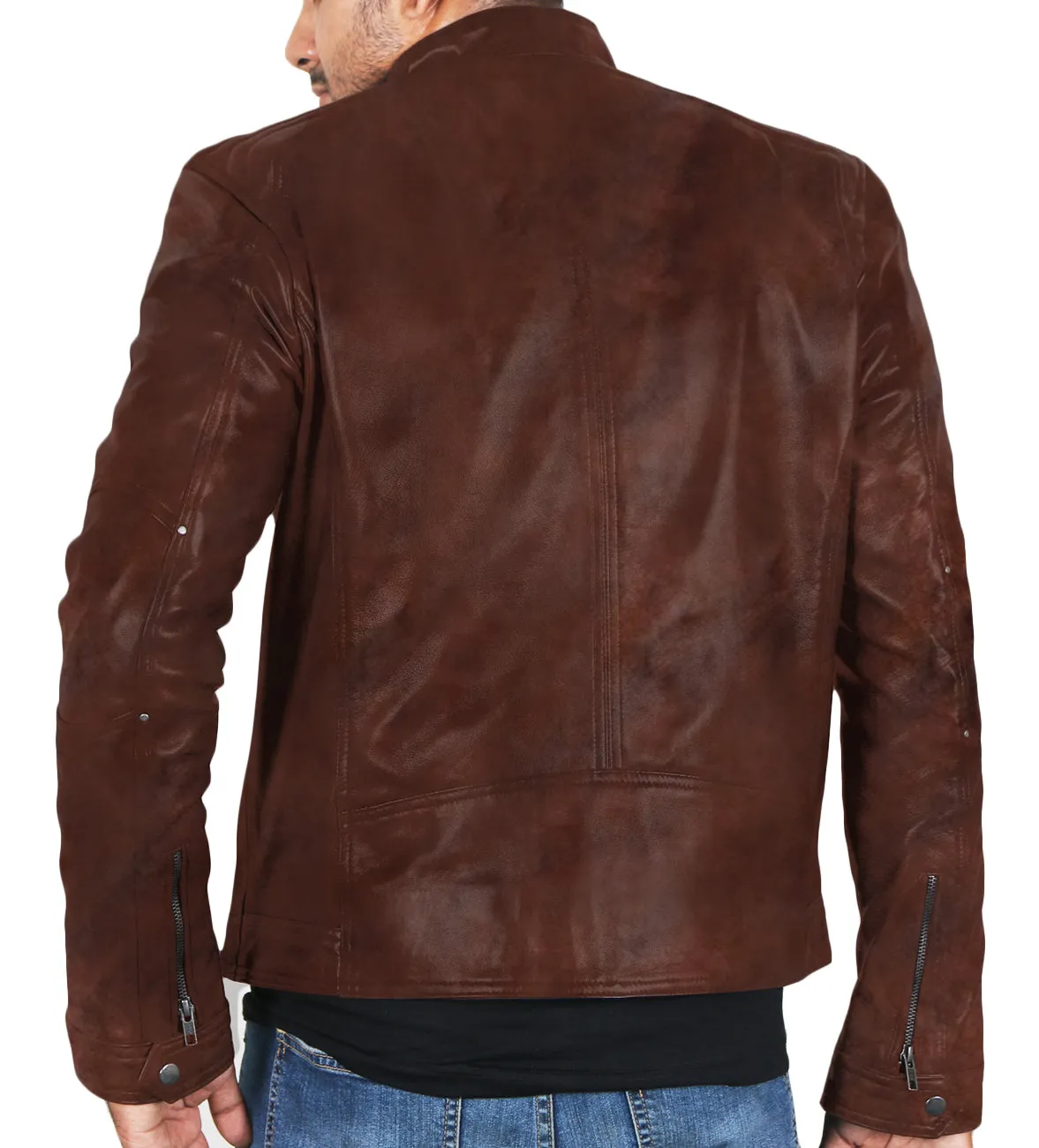 Leather Jackets Hub Mens Genuine Lambskin Leather Jacket (Black, Fencing Jacket) - 1501161