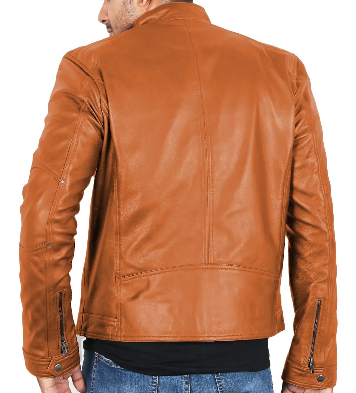 Leather Jackets Hub Mens Genuine Lambskin Leather Jacket (Black, Fencing Jacket) - 1501161