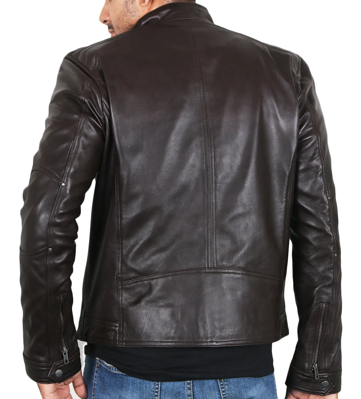 Leather Jackets Hub Mens Genuine Lambskin Leather Jacket (Black, Fencing Jacket) - 1501161