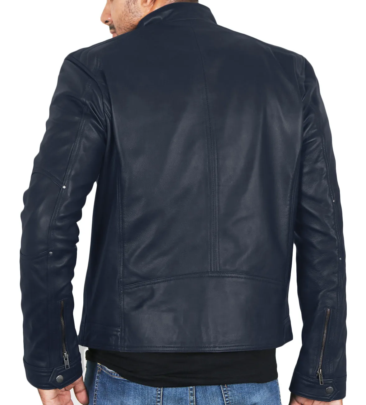 Leather Jackets Hub Mens Genuine Lambskin Leather Jacket (Black, Fencing Jacket) - 1501161