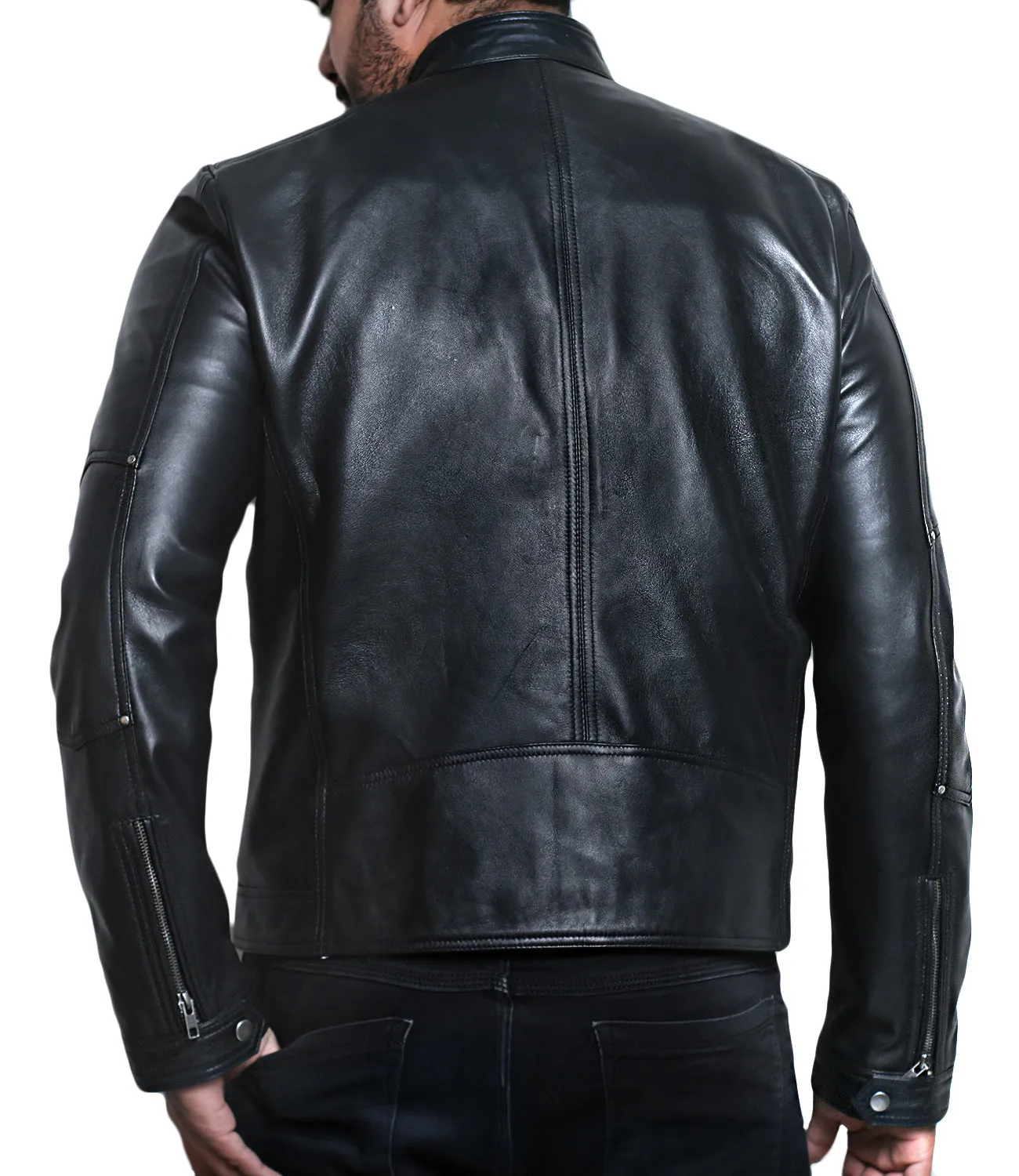 Leather Jackets Hub Mens Genuine Lambskin Leather Jacket (Black, Fencing Jacket) - 1501161