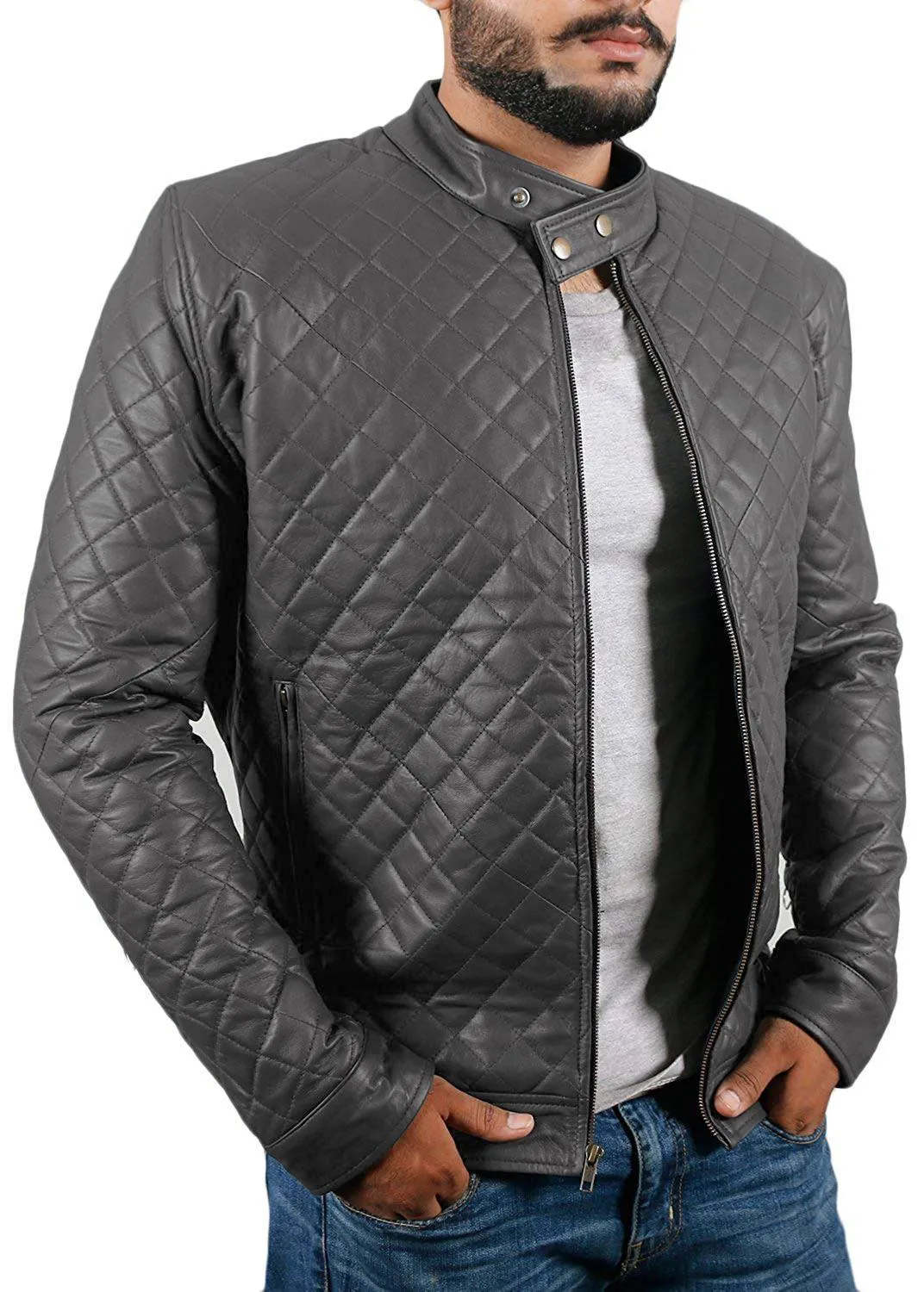 Leather Jackets Hub Mens Genuine Lambskin Leather Jacket (Black, Fencing Jacket) - 1501324