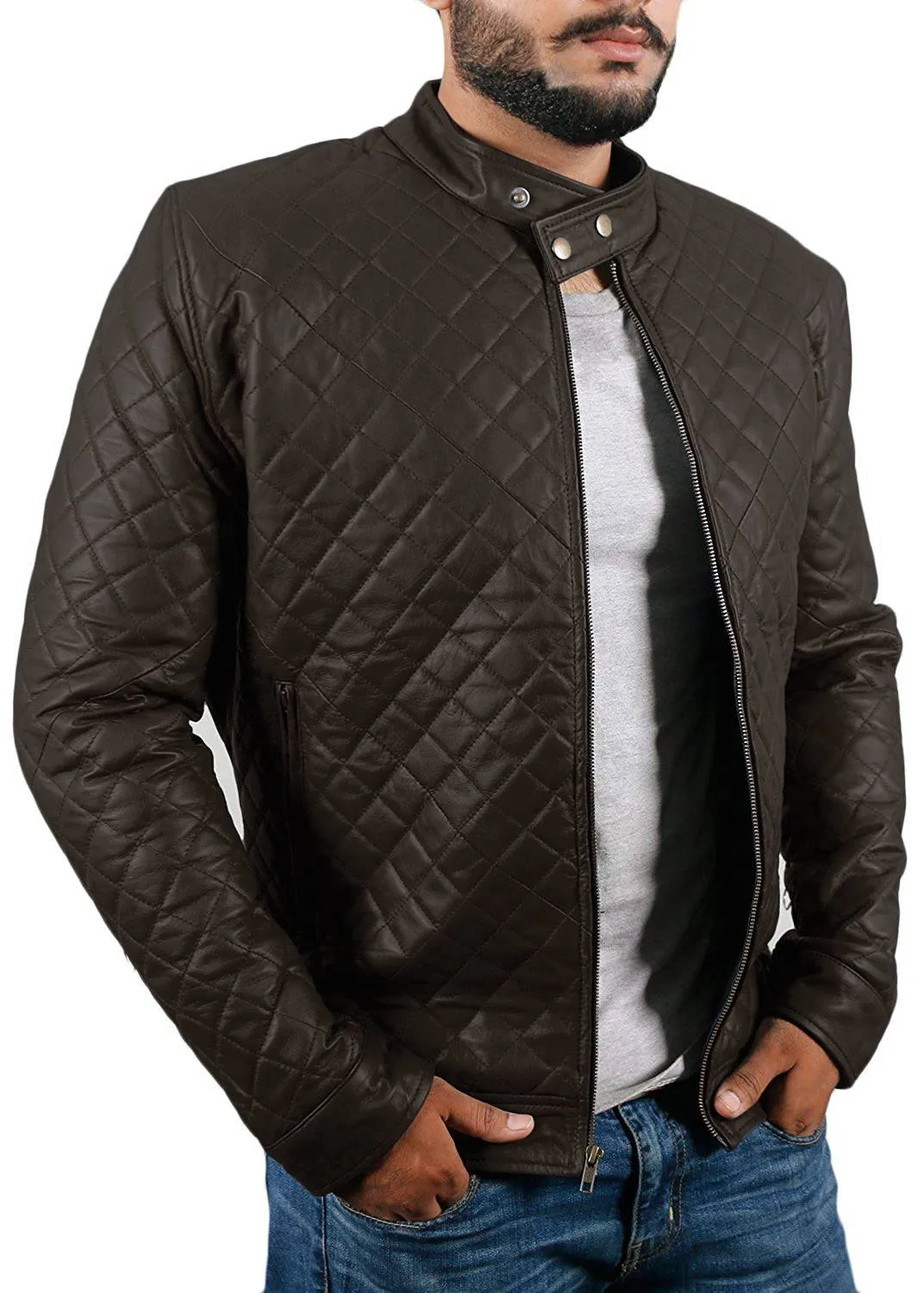 Leather Jackets Hub Mens Genuine Lambskin Leather Jacket (Black, Fencing Jacket) - 1501324