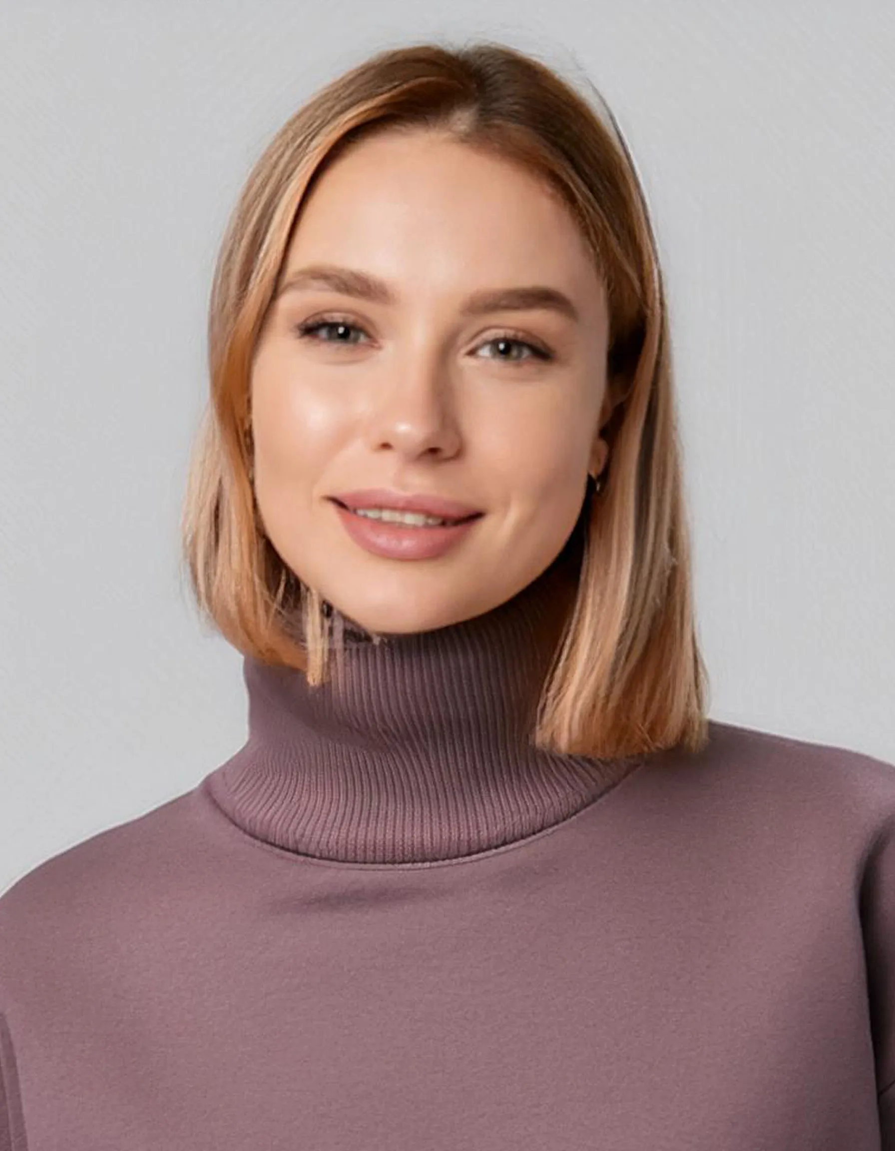 Lilac Ribbed Knit Turtleneck Sweater