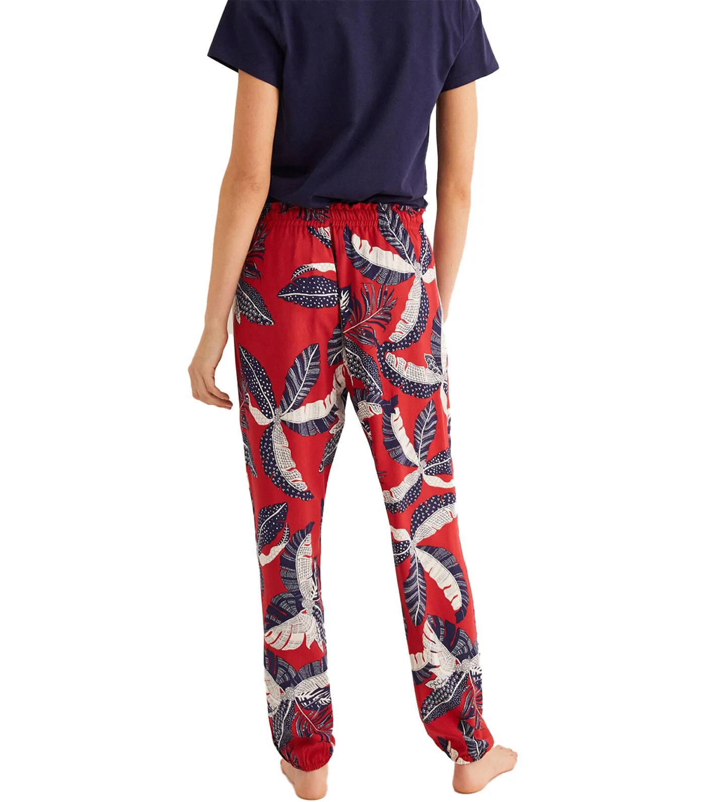 Long Printed Cotton Pajama Pants Red