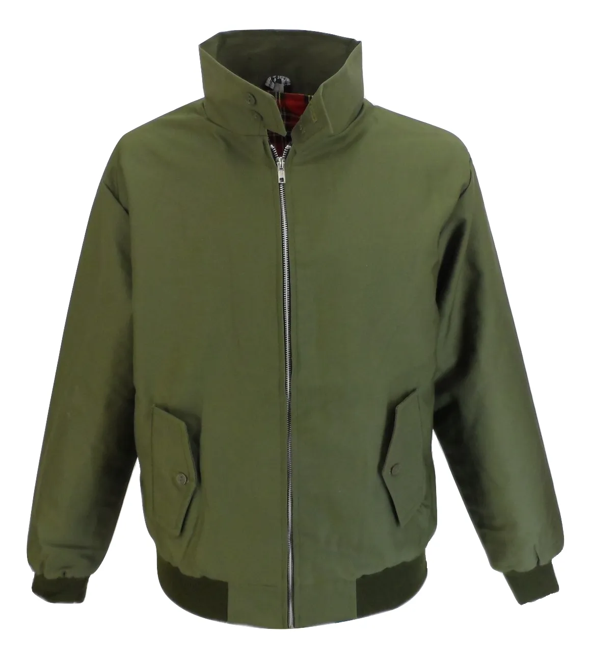 Mens Olive Green Retro Mod Classic Harrington Jacket