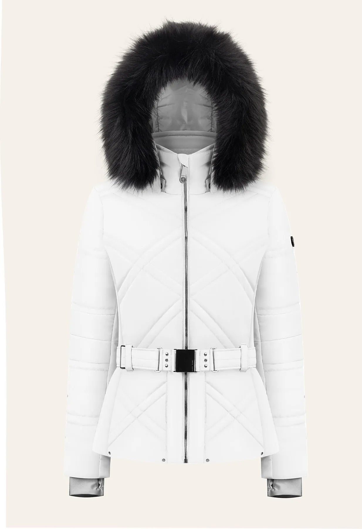 Poivre Blanc W24-1003 Ski Jacket in White with Faux Fur trim