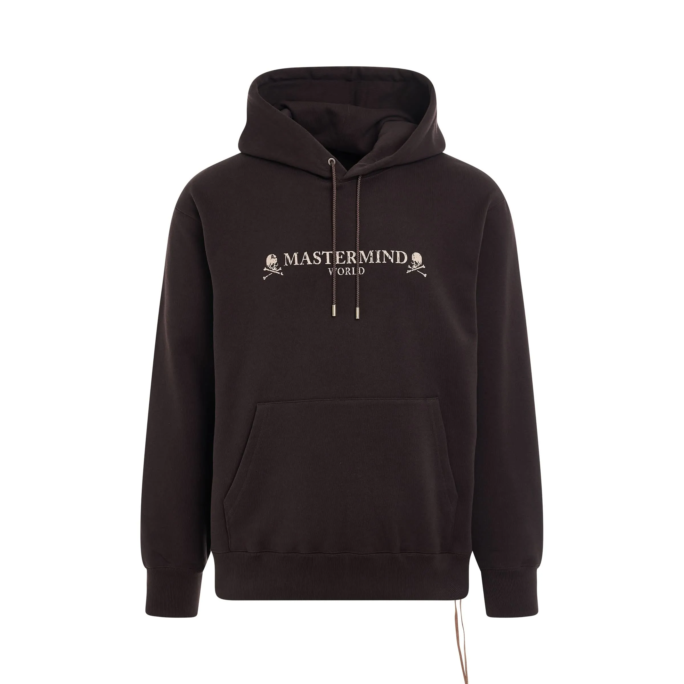 Rubbed Logo Hoodie in Dark Brown