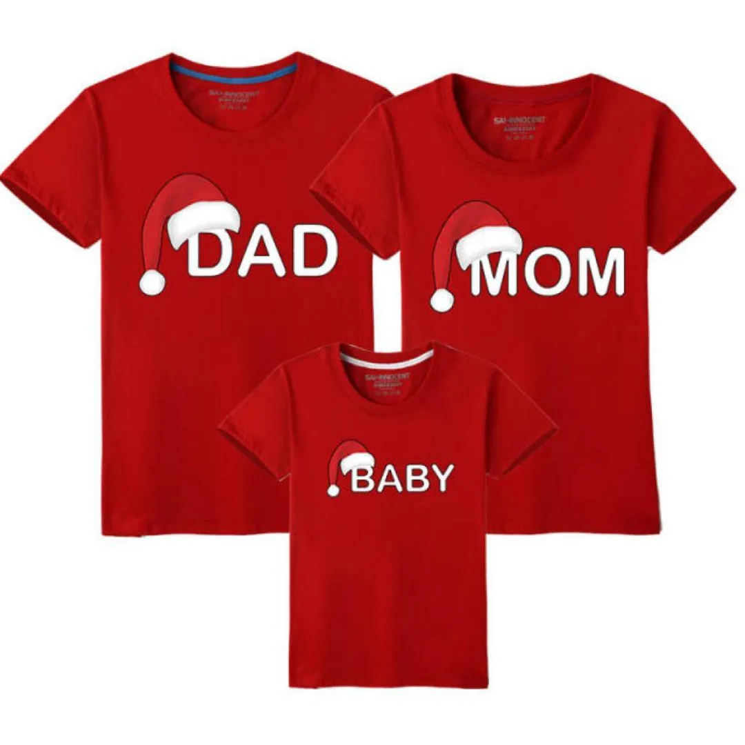 Santa Hat Christmas Mom T-shirt - Red